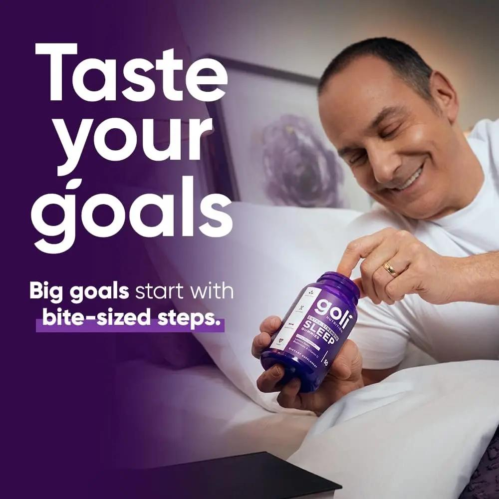 Goli Extra Strength Sleep Gummies 10mg Melatonin - 1 Pack 50 Count - Gluten-Free, Vegan, Non-GMO, and Gelatin-Free. Made with Lemon Balm, Botanicals, Vitamin D and 10mg Melatonin per Serving Vitamins Depots