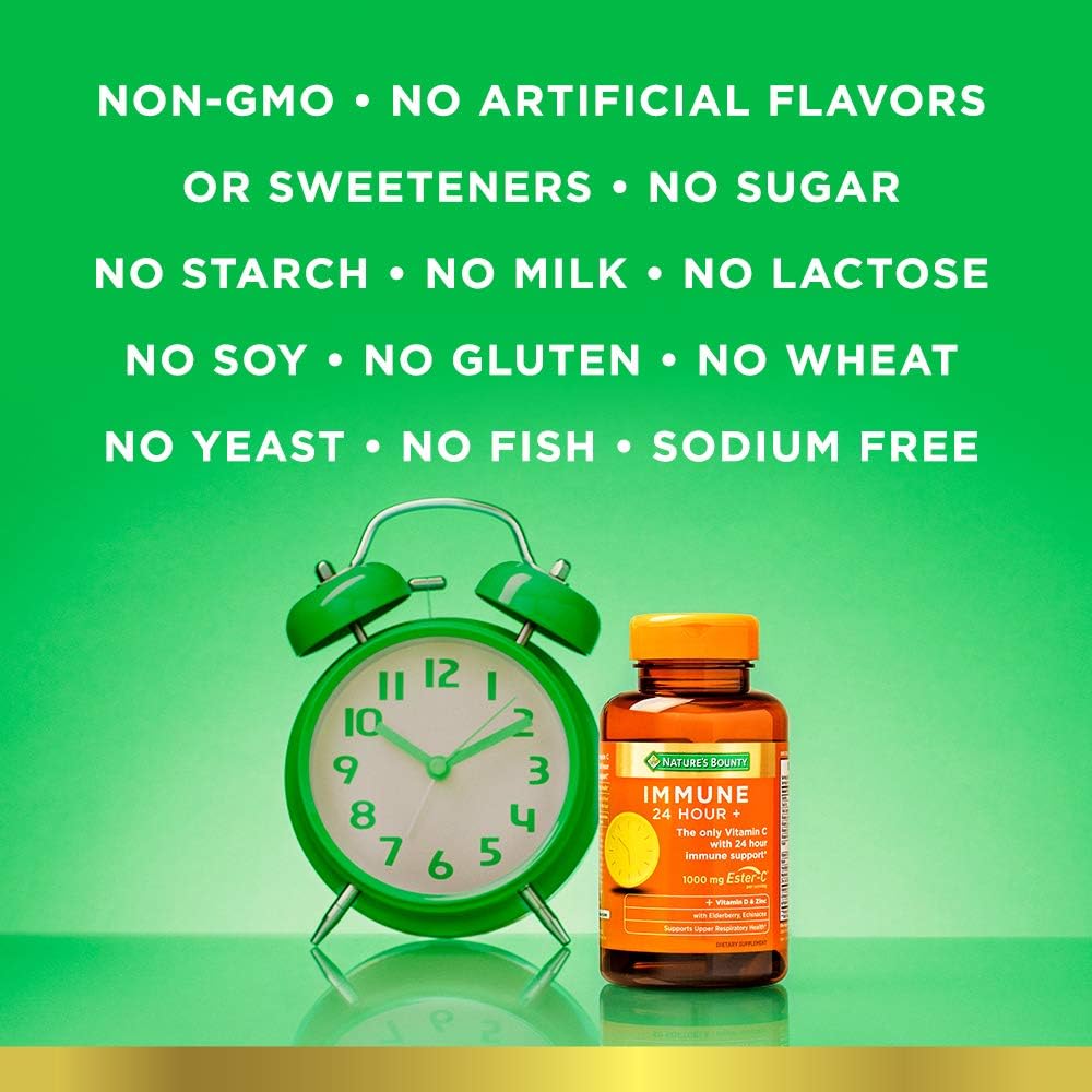 Nature's Bounty Immune 24 Hour +, The only Vitamin C with 24 Hour Immune Support from Ester C, Rapid Release Softgels, 50 Count