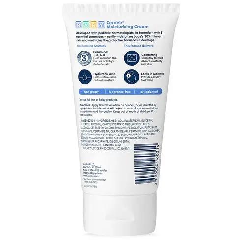 CeraVe Baby Cream | Gentle Moisturizing Cream with Ceramides | Fragrance, Paraben, Dye & Phthalates Free | Rich & Non-Greasy Feel | Gentle Baby Skin Care | 8 Ounce CeraVe