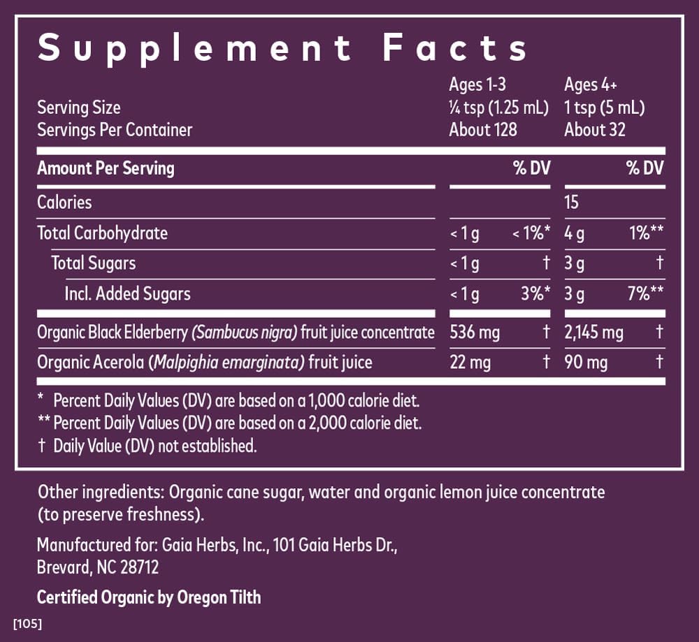 Gaia Herbs Black Elderberry (Sambucus Nigra) Syrup-Immune Support Supplement- Formula-5.4 Fl Oz (32-Day Supply)