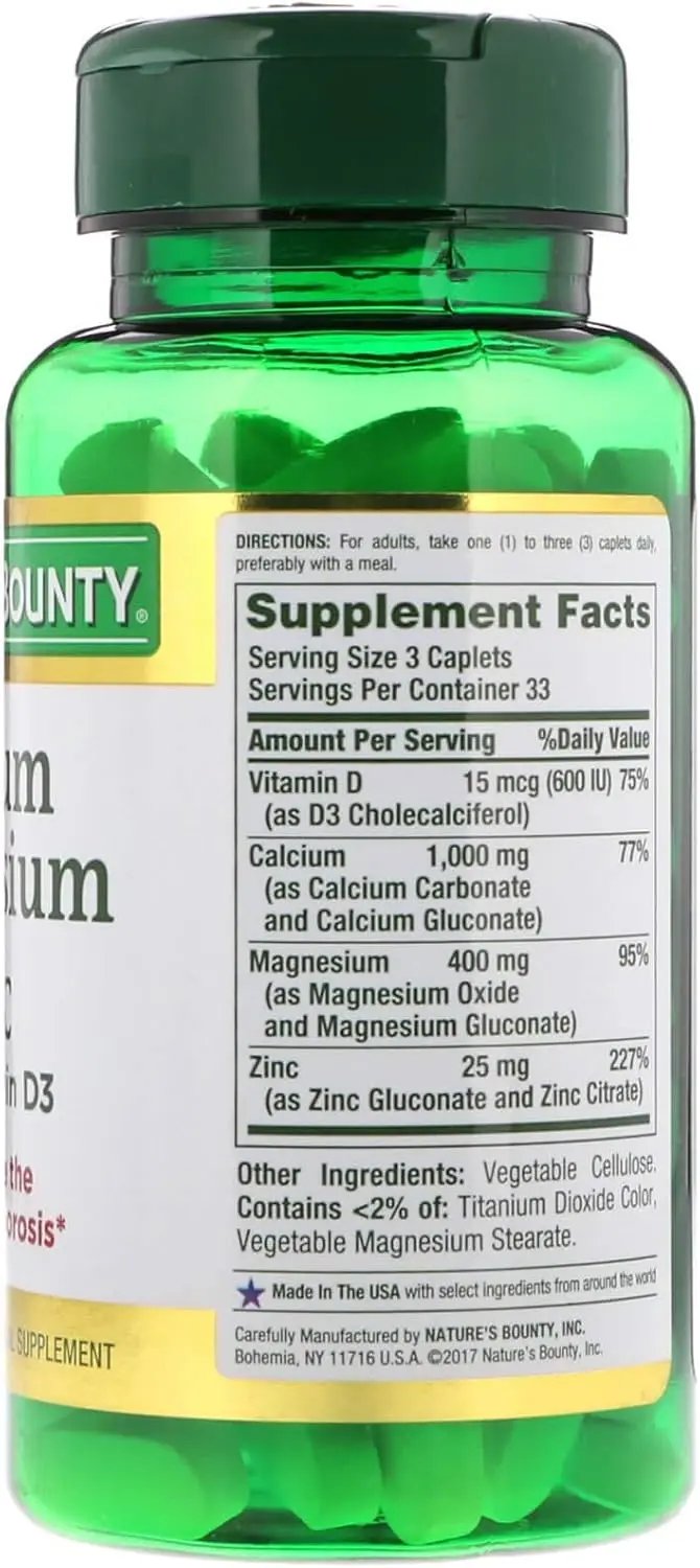 Nature's Bounty Calcium-Magnesium-Zinc 100 Caplets Nature's Bounty