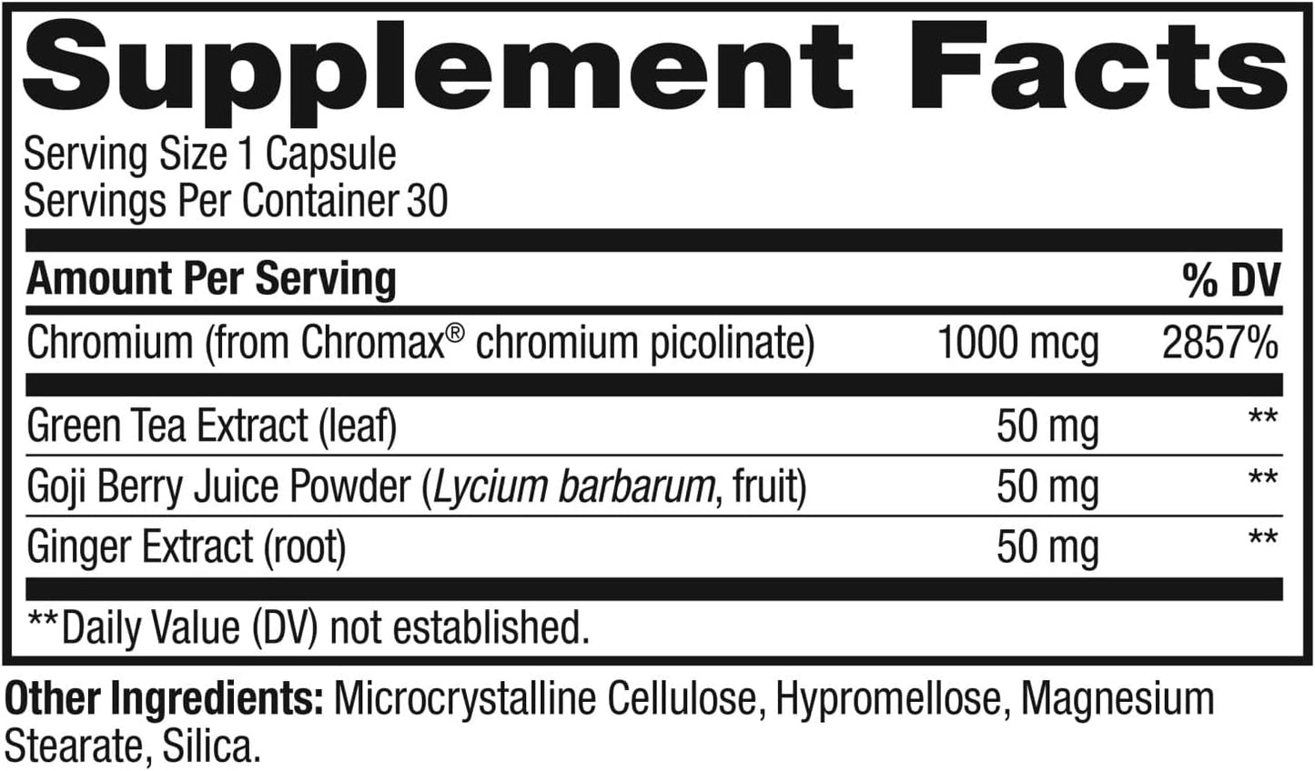 OLLY Combat Cravings, Metabolism & Energy Support Supplement, Chromium, Green Tea, Goji Berry, Ginger, Boost Energy - 30 Count