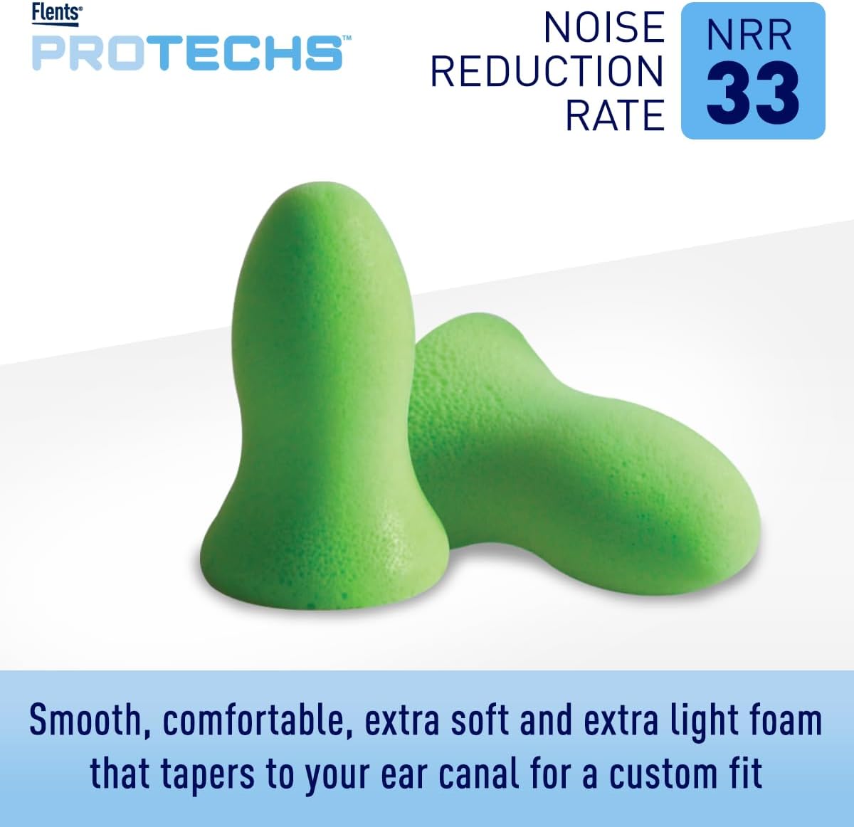 Flents Foam Ear Plugs, 10 Pair with Case for Sleeping, Snoring, Loud Noise, Traveling, Concerts, Construction, & Studying, NRR 33, Green, Made in the USA