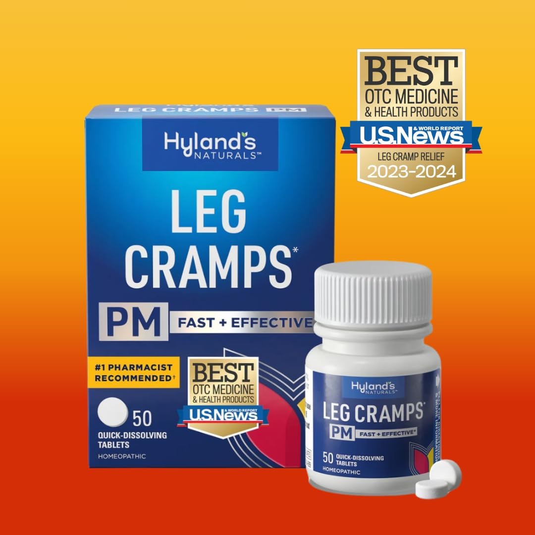 Hyland's, Leg Cramps PM Tablets, Nighttime Formula, Natural Relief of Calf, Foot and Leg Cramps at Night, Quick Dissolving Tablets, 50 Count
