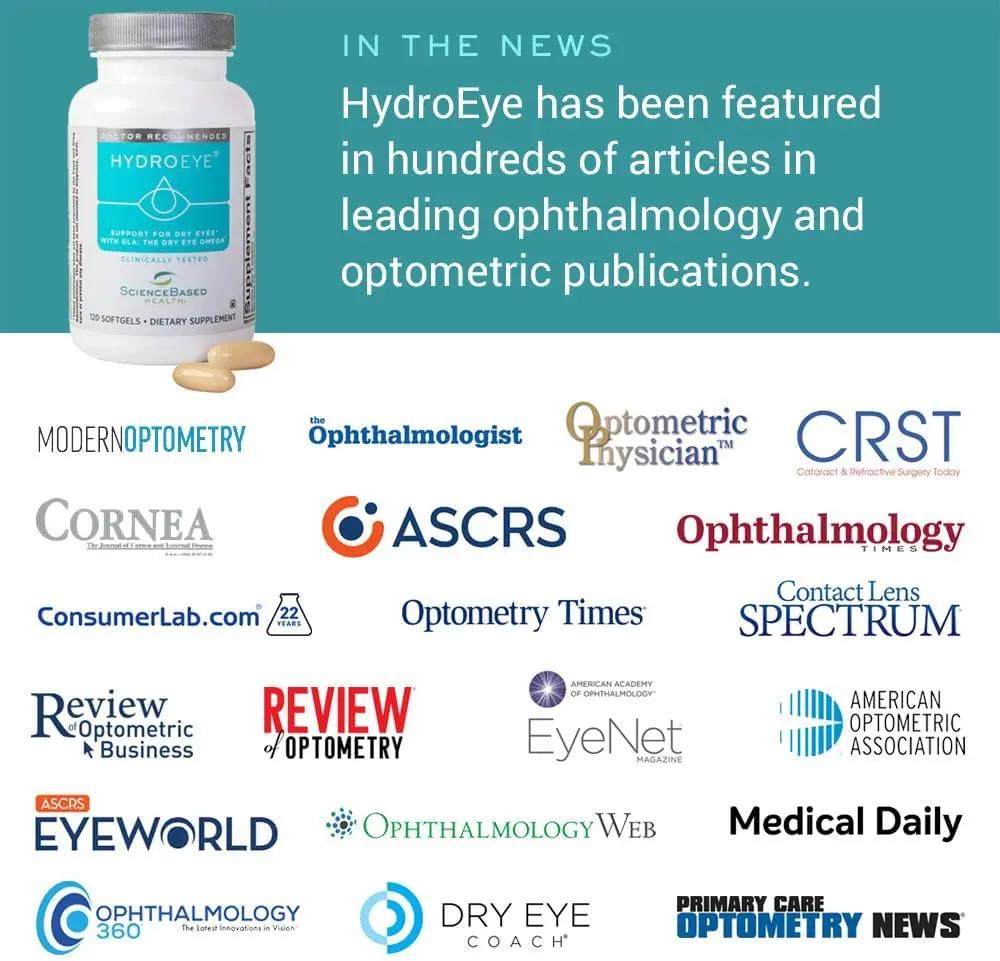HydroEye Softgels - Dry Eye Relief - Features GLA, EPA, DHA and Other Key Nutrients - 120 Count ScienceBased Health