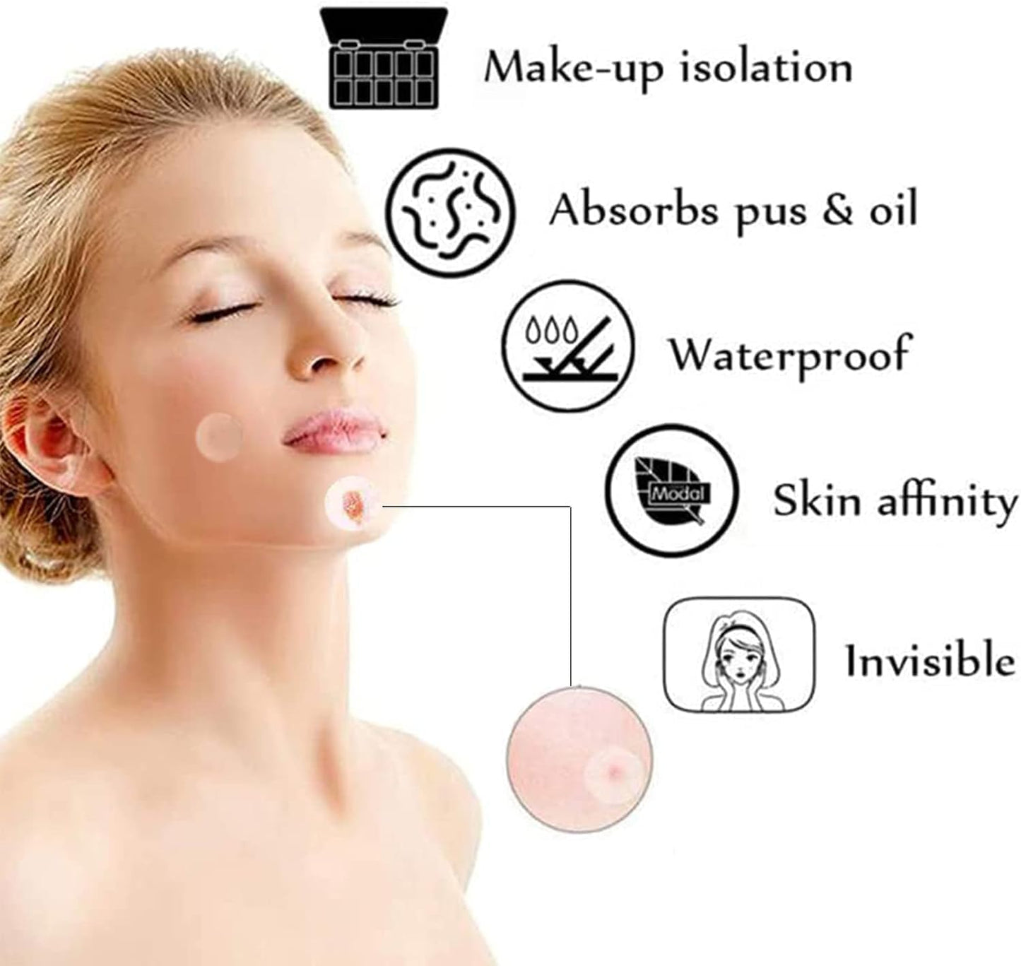 Rpanle Acne Patches, 180pcs Invisible Hydrocolloid Absorbing Pimple Patches, Acne Stickers Two Sizes, Blends in with Skin