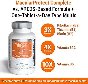 MacularProtect AREDS2 Vitamin & Mineral Supplement - Includes Trio of B Vitamins for Added Macular Health Support - 60 Capsules ScienceBased Health