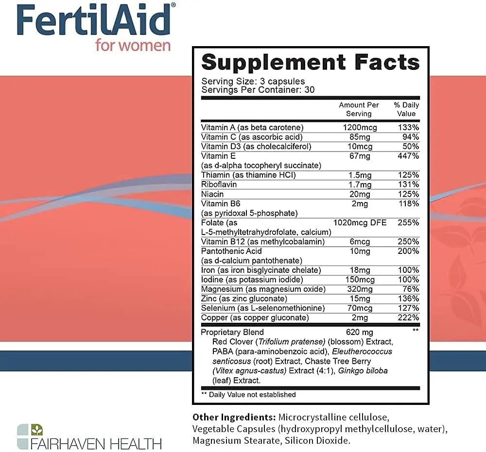 Fairhaven Health FertilAid for Women | Prenatal Vitamin Fertility Supplements for Women 90 Vegan Capsules Fairhaven Health