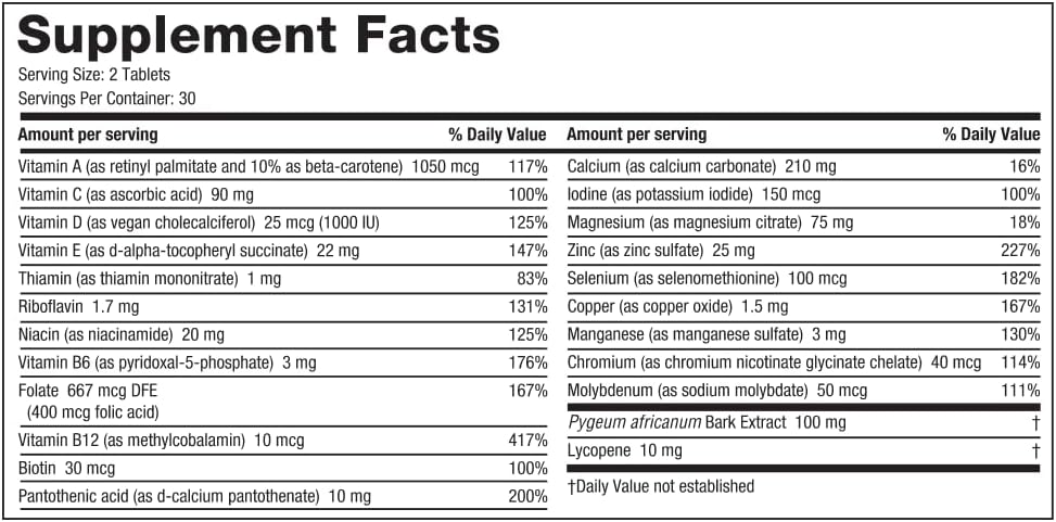 Roman Daily Multivitamin for Men | Supports Physical Activity, Brain + Heart Health, and Immune System with 23 Key Nutrients Including Calcium, Magnesium, and Zinc | 30-Day Supply (60 Tablets)