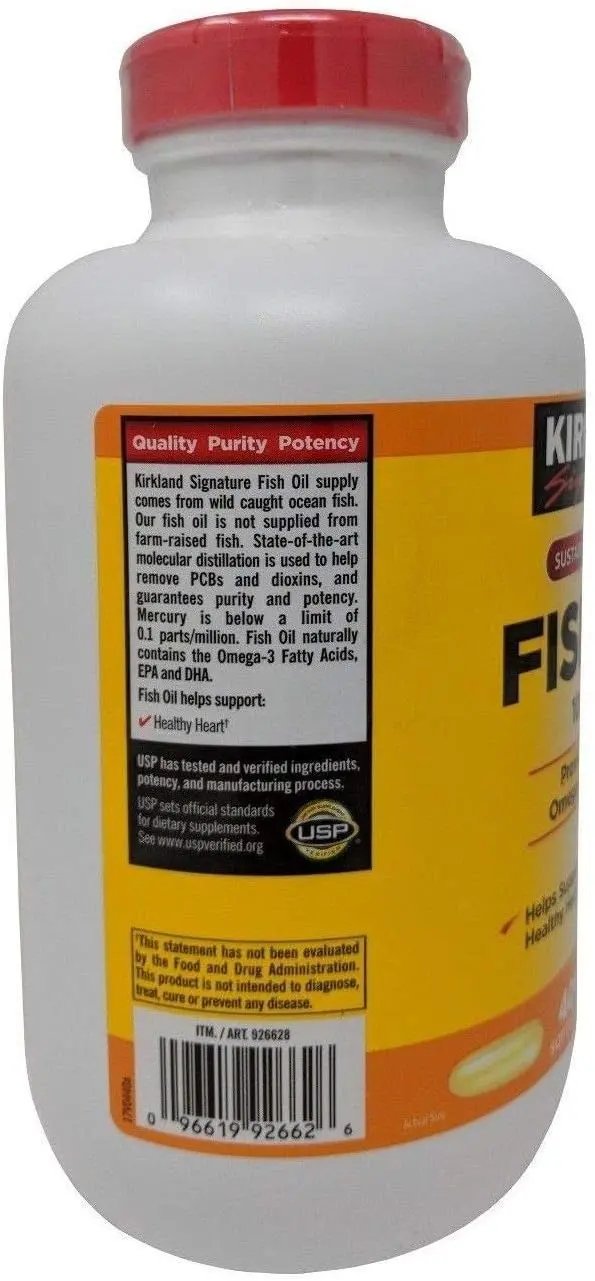 Kirkland Signature Fish Oil Concentrate with Omega-3 Fatty Acids, 400 Softgels, 1000mg Kirkland Signature