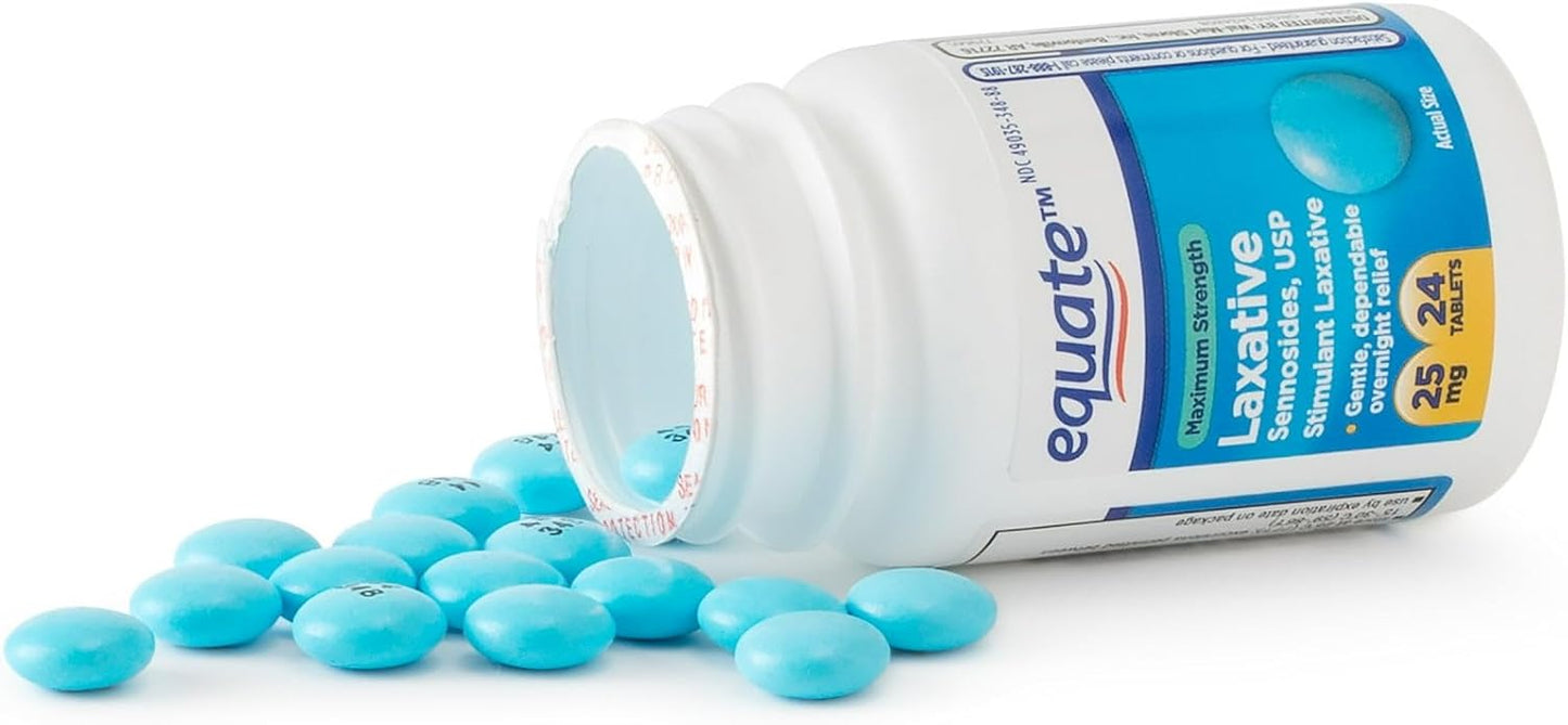 Equate Maximum Strength Sennosides Laxative Tablets 25mg, 24 Count Equate