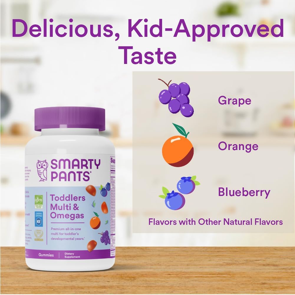 SmartyPants Toddler Formula Daily Gummy Multivitamin: Vitamin C, D3, & Zinc for Immunity, Gluten Free, Omega 3 Fish Oil (DHA/EPA) , Vitamin B6, B12, 90 softgels