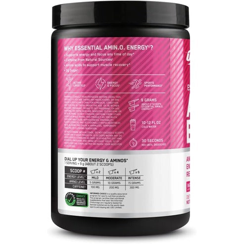 Optimum Nutrition Amino Energy - Pre Workout with Green Tea, BCAA, Amino Acids, Keto Friendly, Green Coffee Extract, Energy Powder - Watermelon, 30 Servings