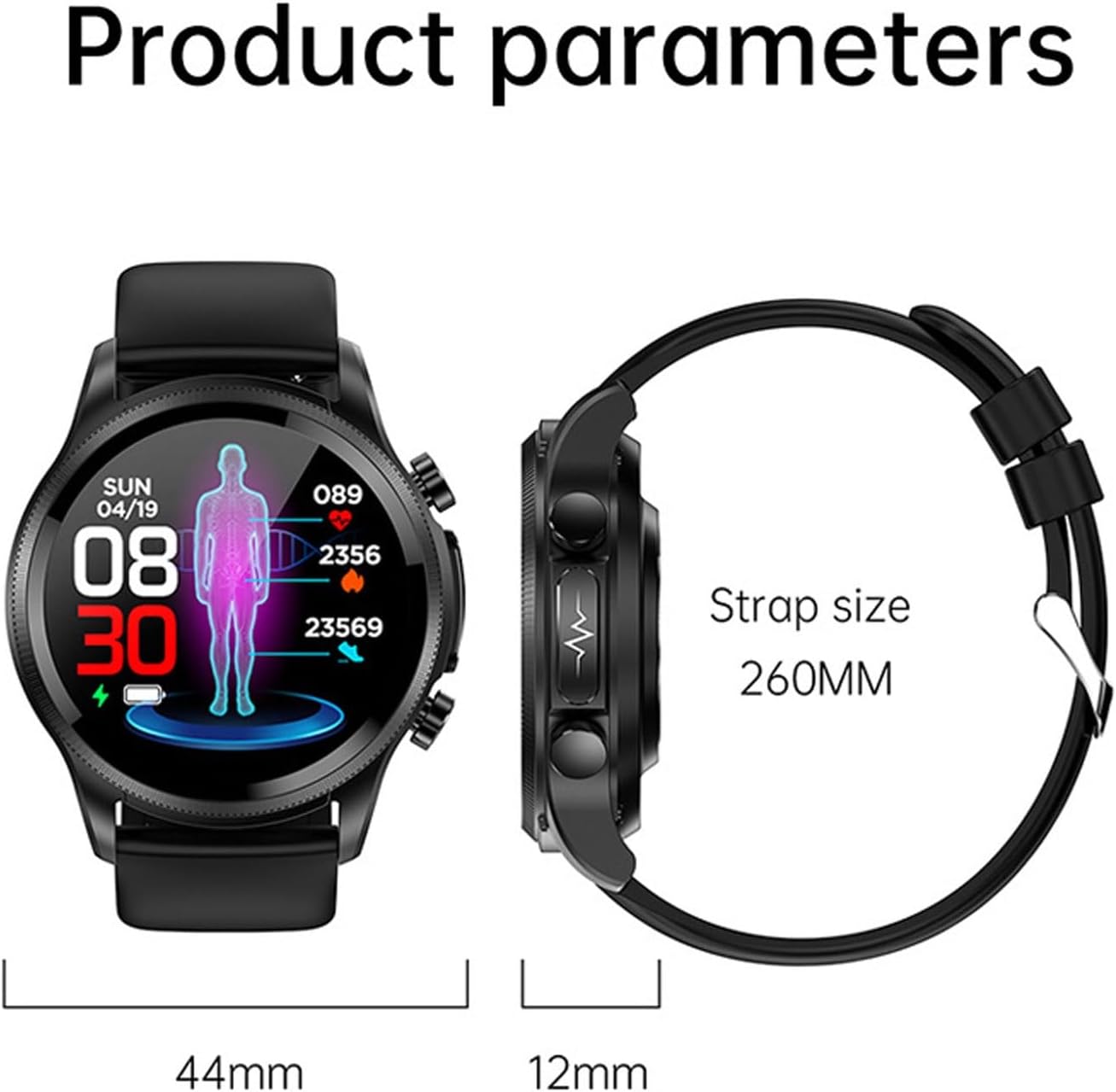 Geekran Smartwatch, Upgrade Non-invasive Blood Glucose Test Smart Watch, Blood Sugar Monitoring Smartwatch Fitness Watch with Blood Pressure Blood Oxygen Tracking Bluetooth Watch (Black - B)