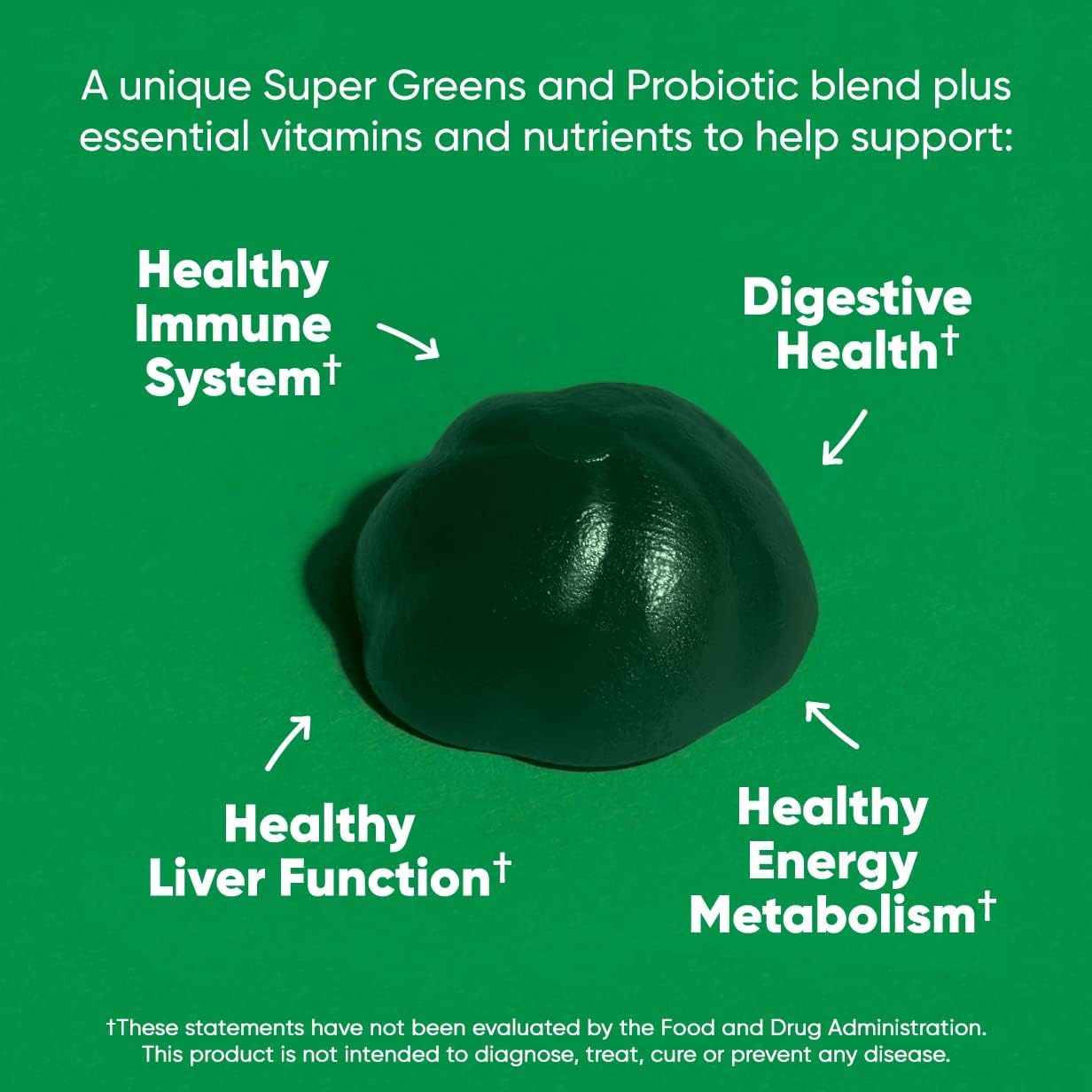 Goli SuperGreen Gummy Vitamin - 60 Count - Essential Vitamins and Minerals - Plant-Based, Vegan, Gluten-Free & Gelatin Free