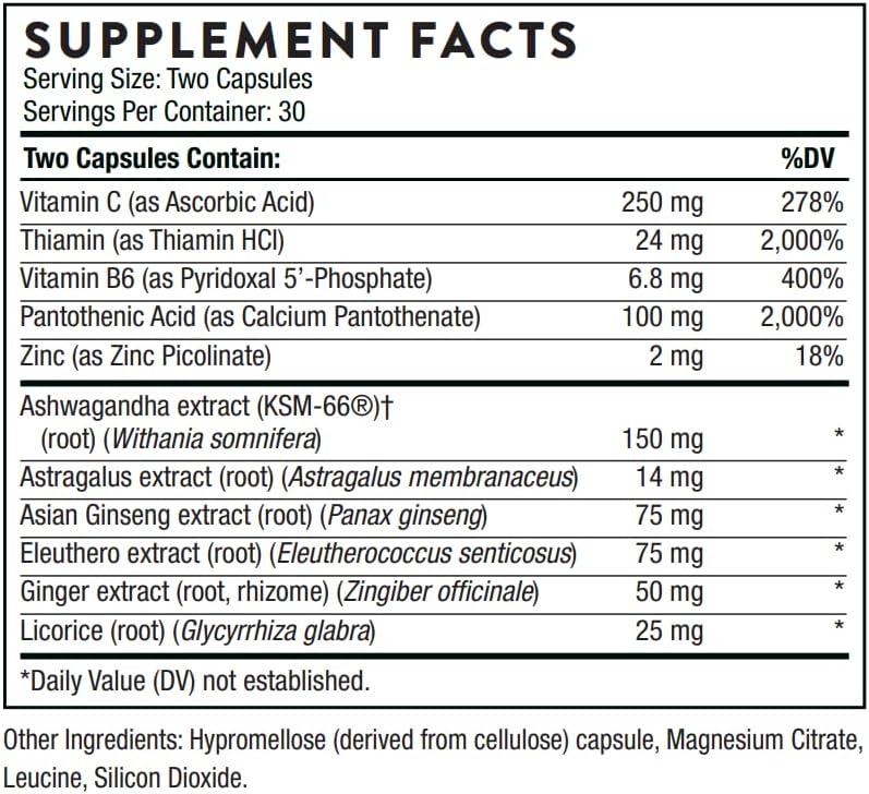 THORNE Stress Balance - Adrenal Support Supplement with Vitamin C & Ashwagandha - 60 Capsules - 30 Servings