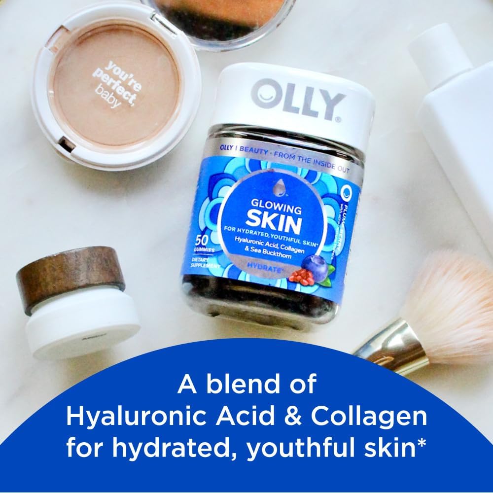 OLLY Glowing Skin Gummy, Hyaluronic Acid, Collagen, Sea Buckthorn 50ct