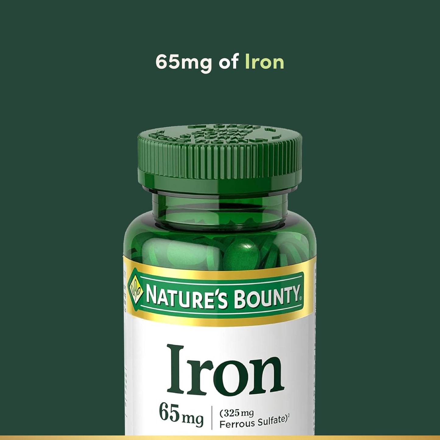 Nature's Bounty Iron 65mg, 325 mg Ferrous Sulfate, 100 Tablets