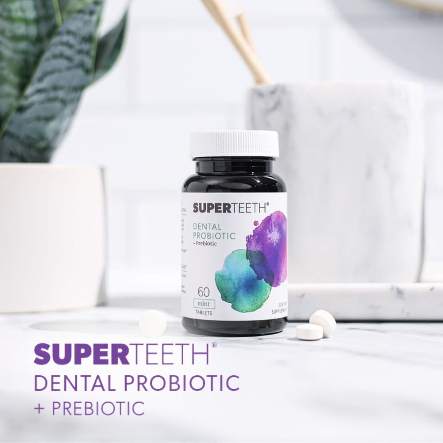 SUPER TEETH Chewable Dental Probiotic for Kids and Adults | Holistic Oral Probiotic That Supports Healthy Teeth and Gums | Sugar-Free Natural Mint Flavor | Fluoride Free 30ct
