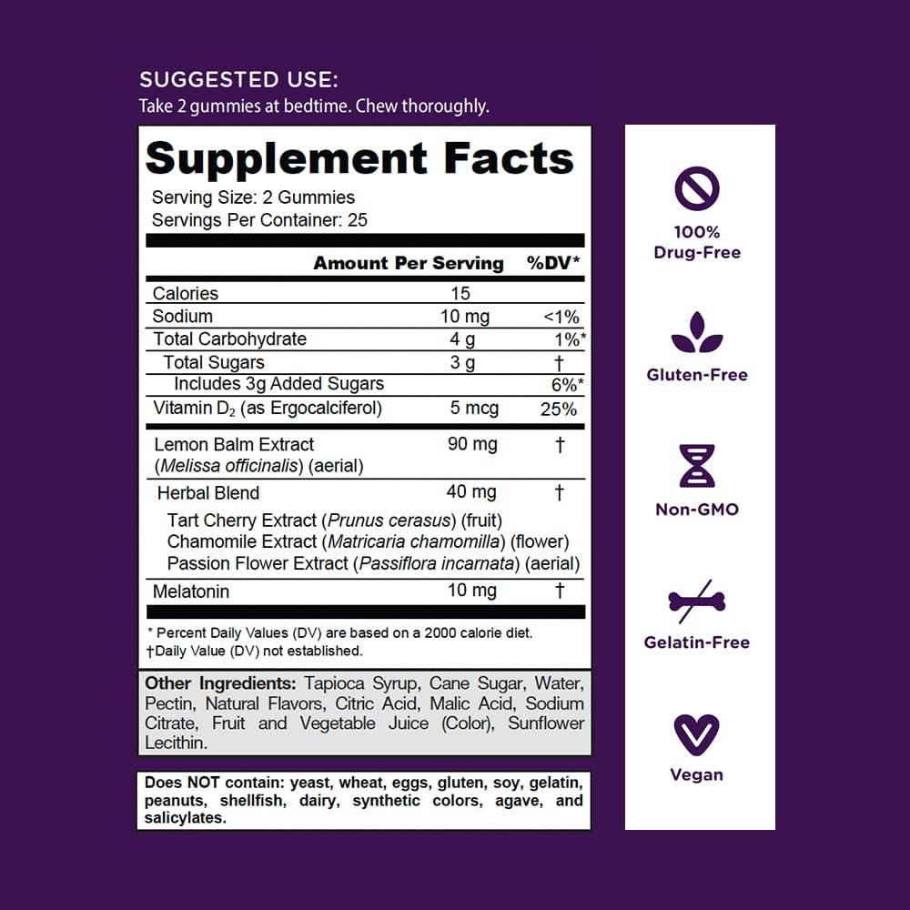 Goli Extra Strength Sleep Gummies 10mg Melatonin - 1 Pack 50 Count - Gluten-Free, Vegan, Non-GMO, and Gelatin-Free. Made with Lemon Balm, Botanicals, Vitamin D and 10mg Melatonin per Serving