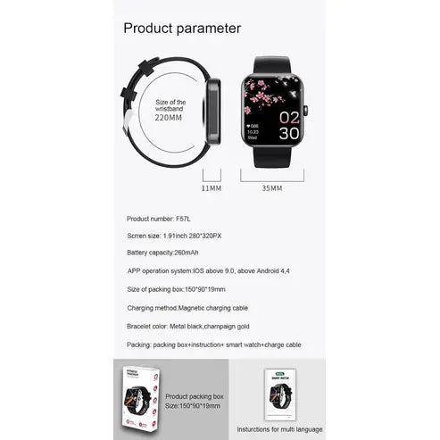 Bluetooth Fashion Smartwatch, 2023 Upgrade F57L Blood Glucose Monitoring Smartwatch Non-invasive Blood Sugar Test Smart Watch, Painless Blood Glucose