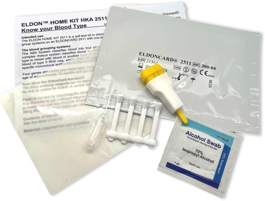 Eldoncard Blood Type Test Kit, Blood Typing Kit w/ Instructions