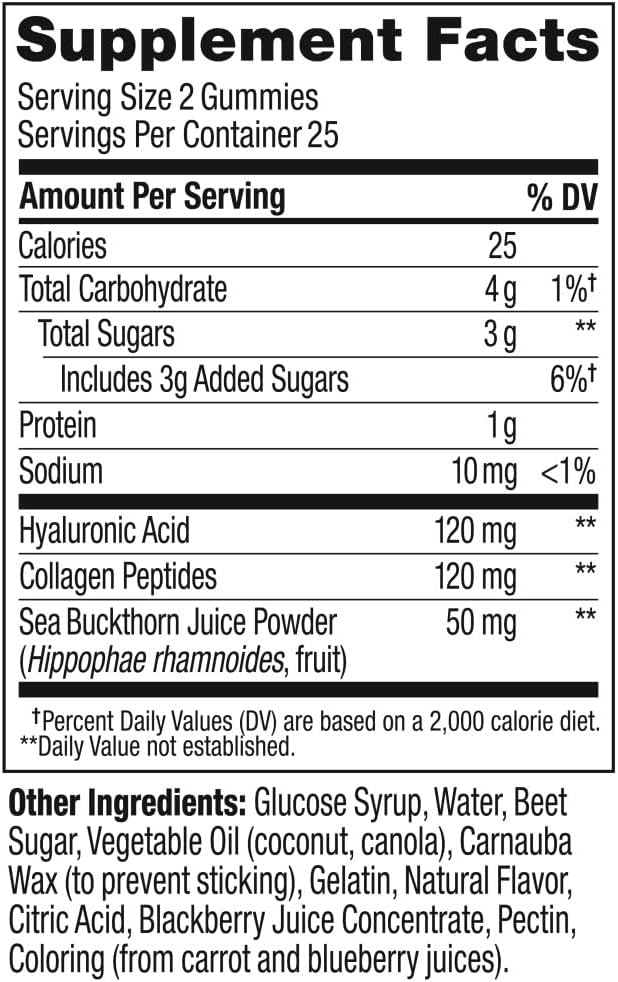 OLLY Glowing Skin Gummy, Hyaluronic Acid, Collagen, Sea Buckthorn 50ct