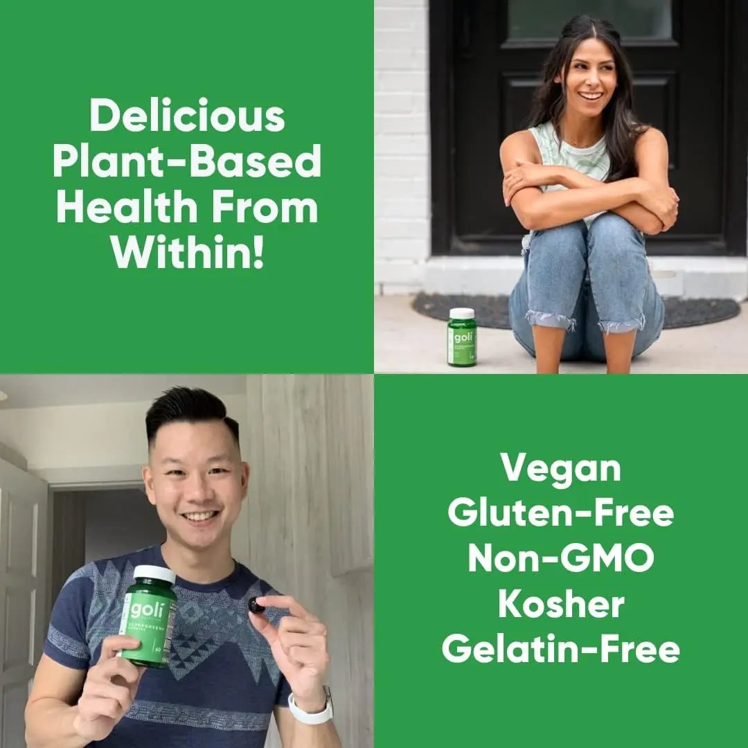 Goli SuperGreen Gummy Vitamin - 60 Count - Essential Vitamins and Minerals - Plant-Based, Vegan, Gluten-Free & Gelatin Free GOLI