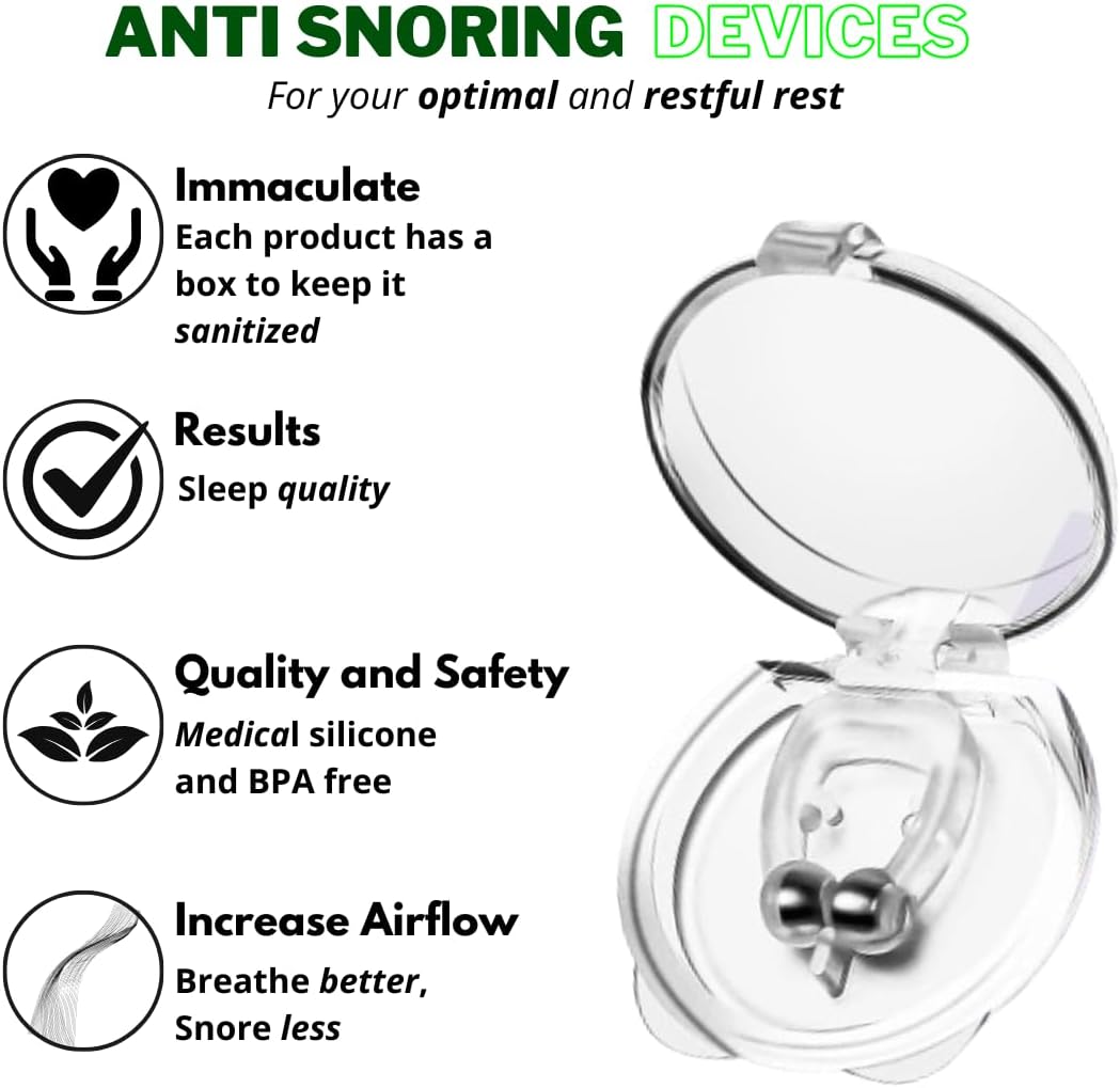 Anti Snoring Devices, Snore Stopper with Adjustable Magnet, Silicone Nose Clip Stop Snoring, 4 count