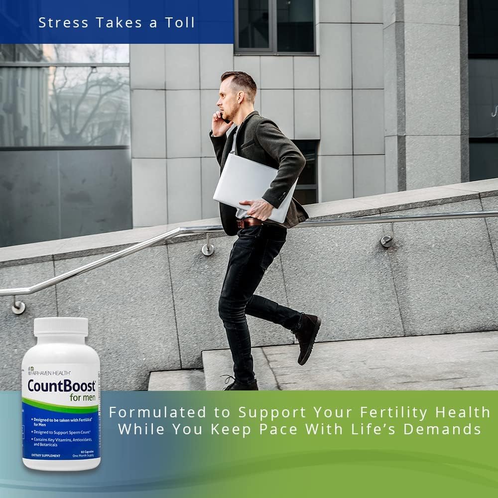 Fairhaven: CountBoost for Men - Male Fertility Supplement to Support Count - with Ashwagandha, Maca, Glutathione, B Vitamins - FertilAid for Men Companion Product (60 Capsules / 1 Month Supply)