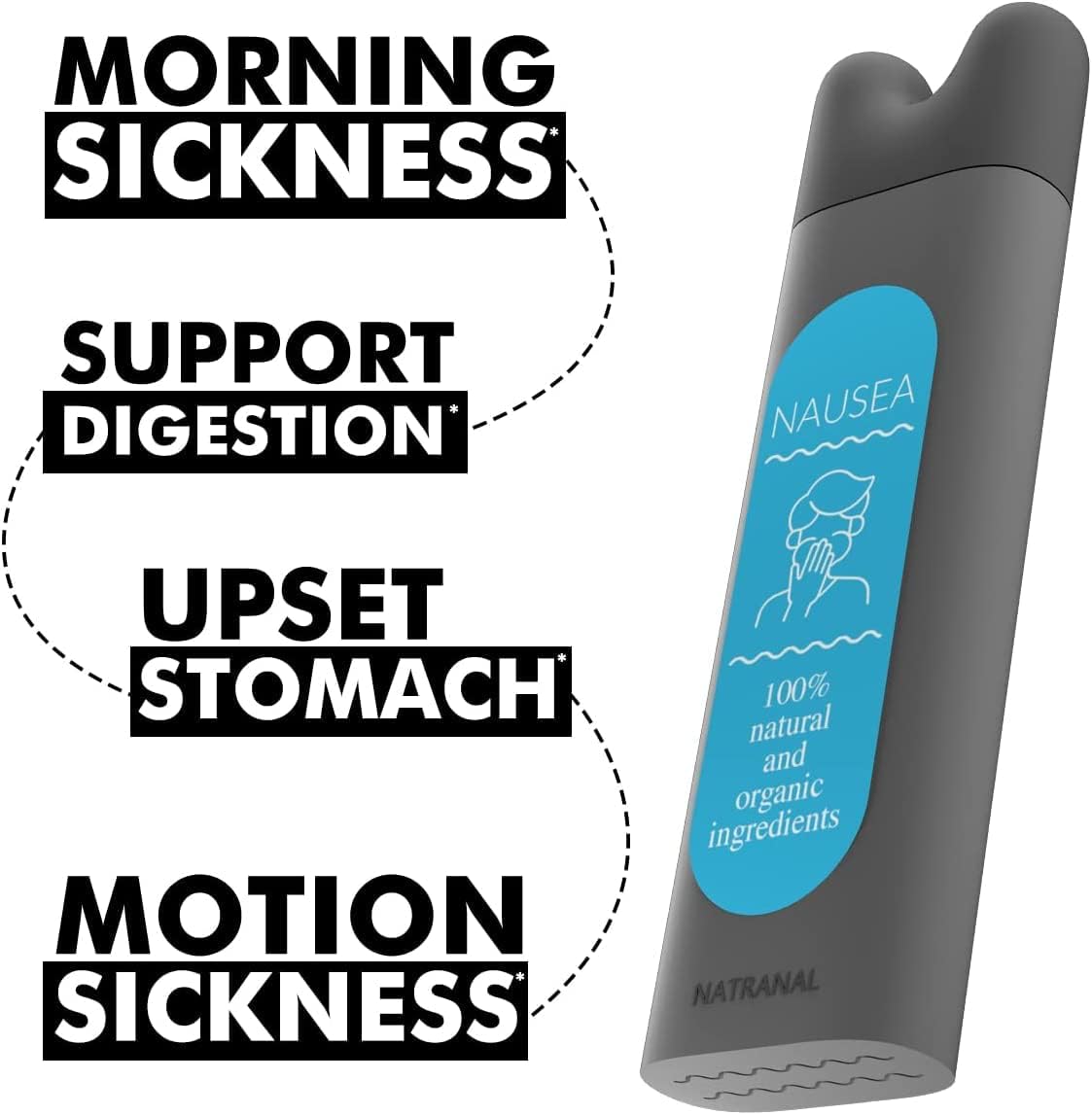 Natural Nausea Relief Inhaler - Nasal Inhaler Stick with Natural Essential Oils, Aromatherapy Inhaler for Motion Sickness, Morning Sickness