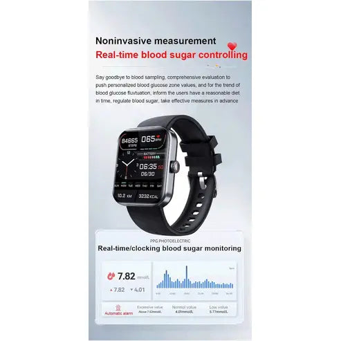 Bluetooth Fashion Smartwatch, 2023 Upgrade F57L Blood Glucose Monitoring Smartwatch Non-invasive Blood Sugar Test Smart Watch, Painless Blood Glucose