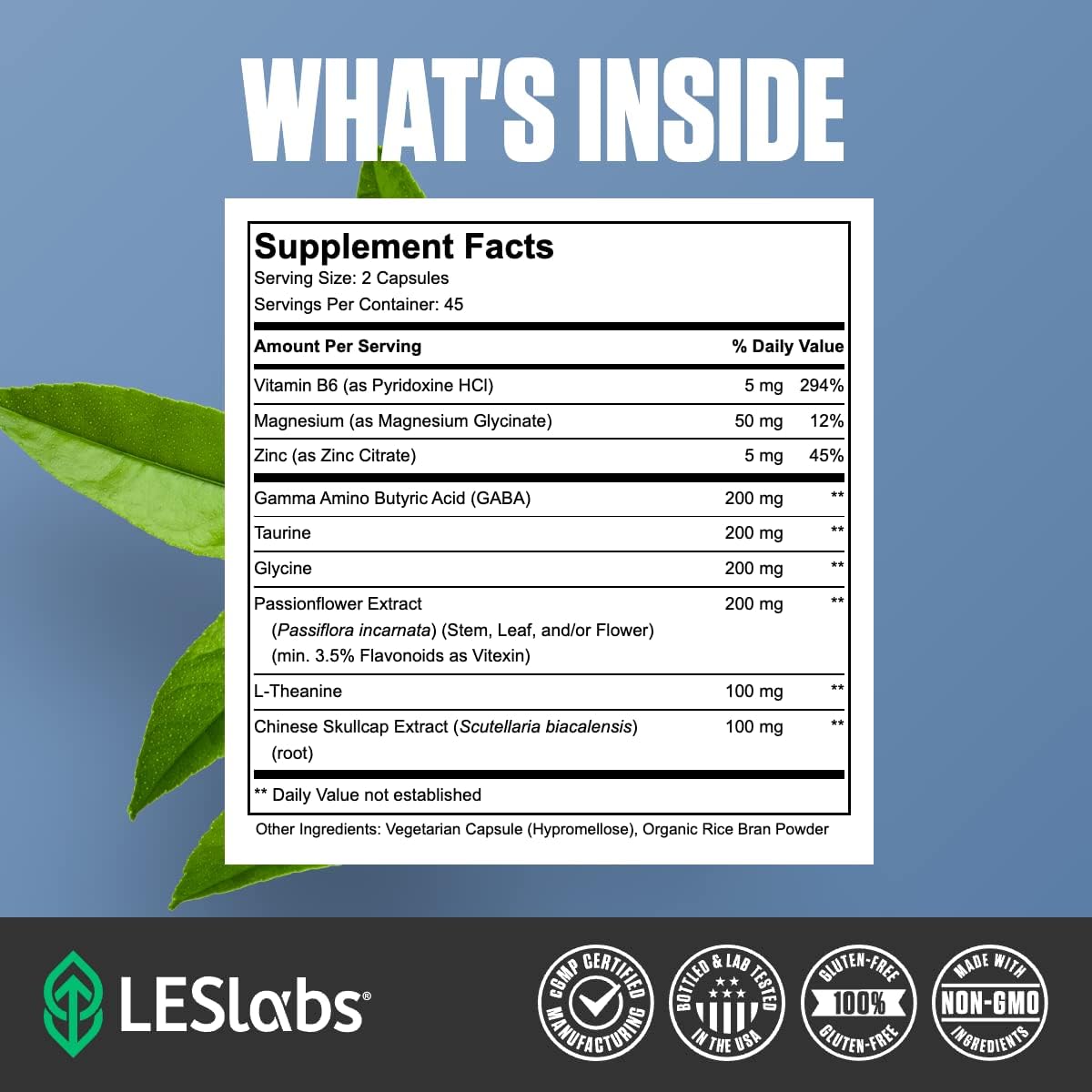 LES Labs GABA Health – Calm Mind & Relaxation, Stress Relief - 90 Capsules LES Labs