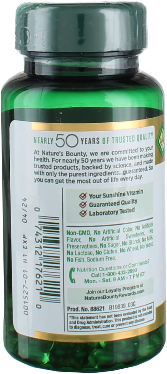 Nature's Bounty Vitamin D3 2000 IU Softgels 150