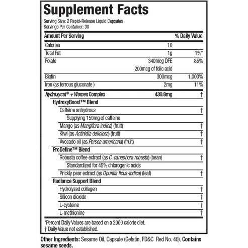 Hydroxycut + Women Pills with Biotin & Collagen | Hair Nails and Skin Vitamins | Iron Supplement | Energy Pills, 60 Count