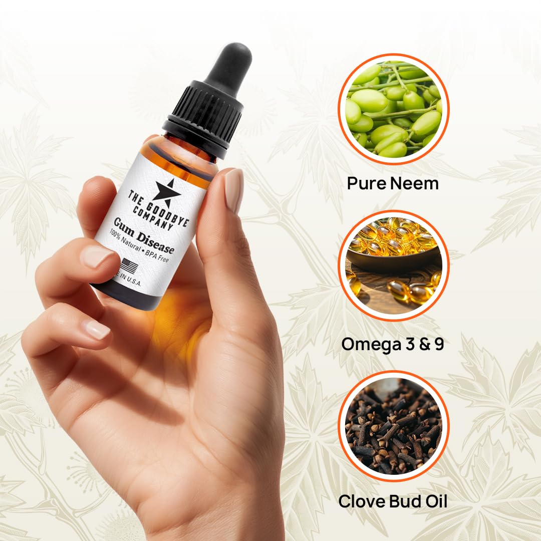 Gum Disease Treatment - 1 Fl Oz (Pack of 2) - USDA Organic Home Remedy for Oral Gum Disease - 100% Pure Neem and Clove Essential Oils for Oral Care