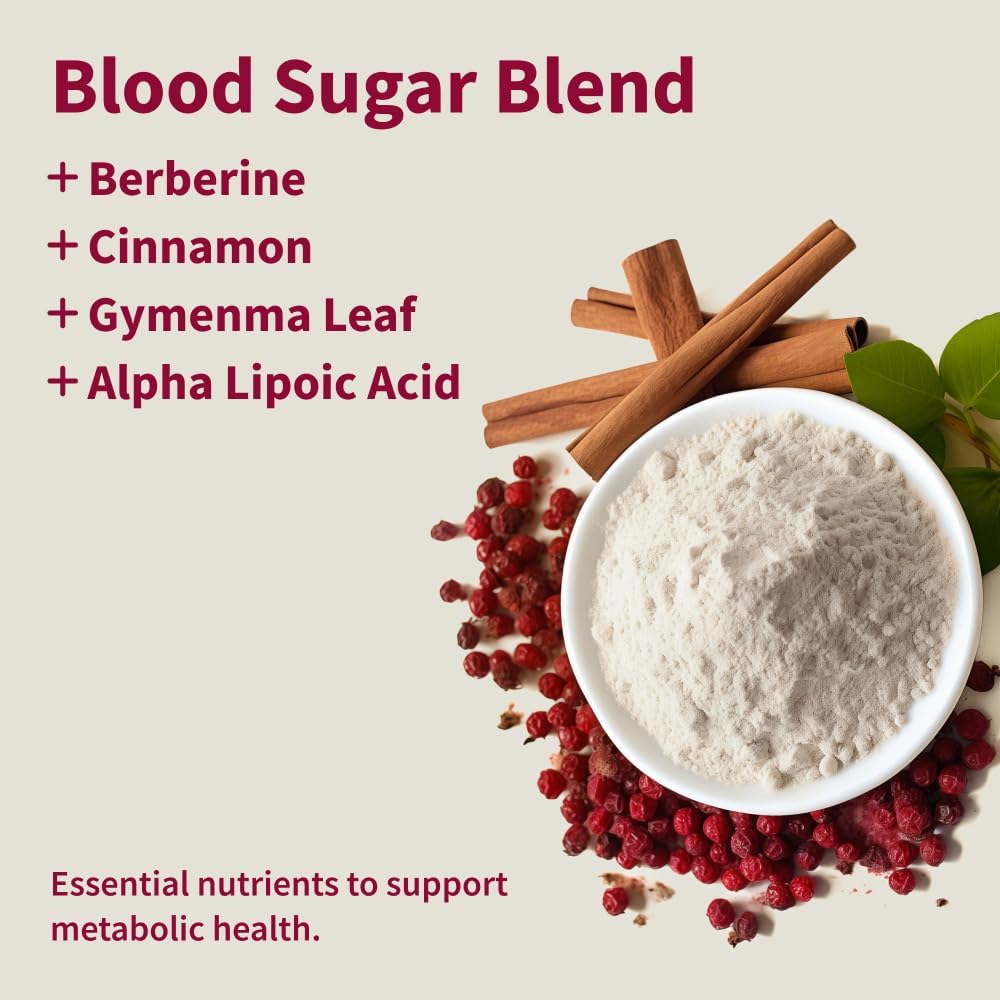 Snap Supplements Blood Sugar Blend, Berberine Supplement with Cinnamon, Organic Turmeric, Alpha Lipoic Acid, Zinc & Other Natural Herbs & Vitamins Non-GMO, 60 Capsules