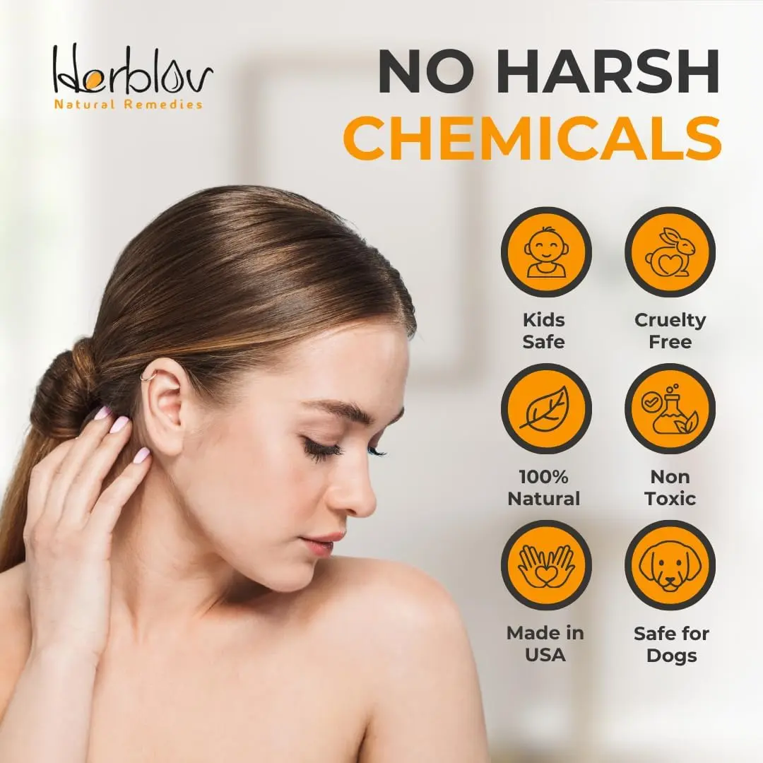 Organic Ear Oil for Ear Infections - Natural Eardrops for Infection Prevention, Swimmer's Ear & Wax Removal - Kids, Adults, Baby, Dog Earache Remedy - with Mullein, Garlic, Calendula, Made in USA Herblov