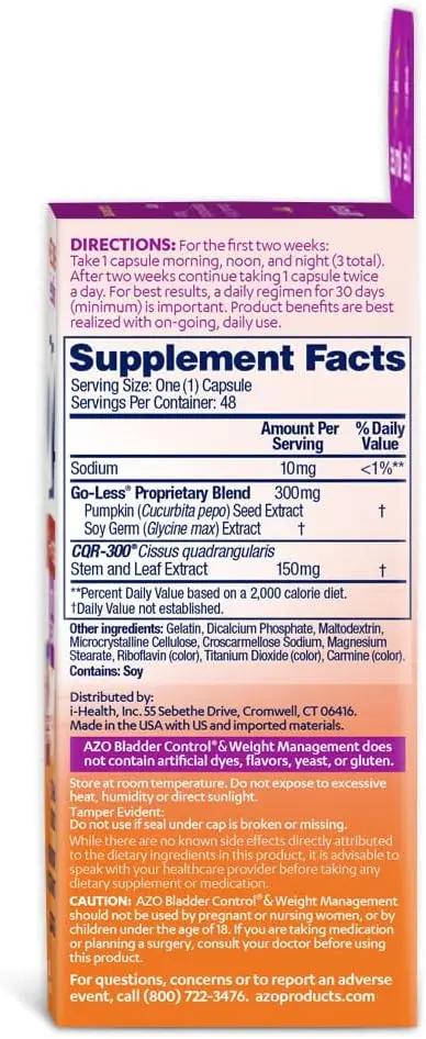 AZO Bladder Control with Go-Less & Weight- 48 Capsules AZO