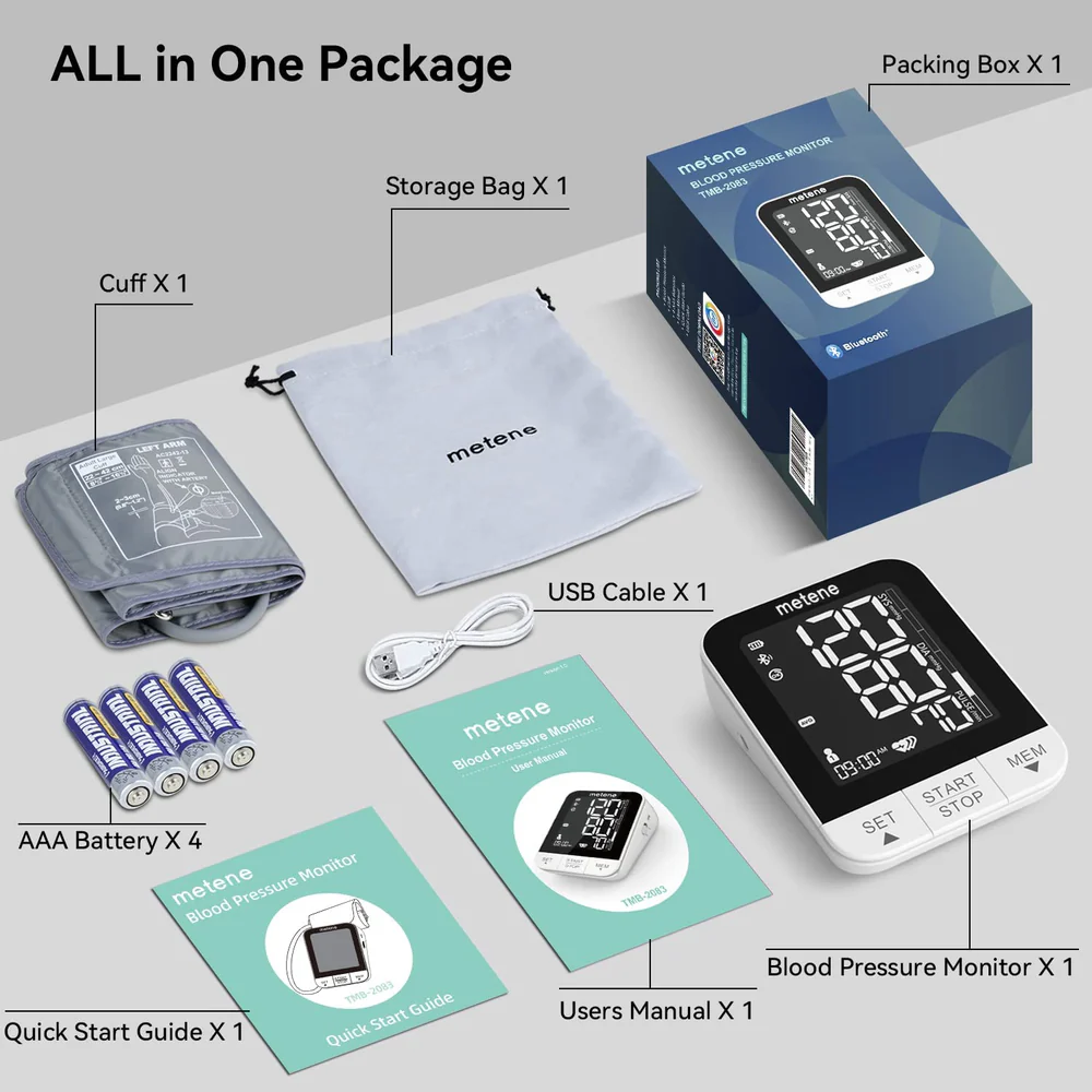 Matene 2022 New Bluetooth Blood Pressure Machine, Smart Wireless Blood Pressure Monitor with Adjustable Large Cuff(8.7-16.5in) and Backlit Display, APP Unlimited Memory for 2 Users and Smart Tracking