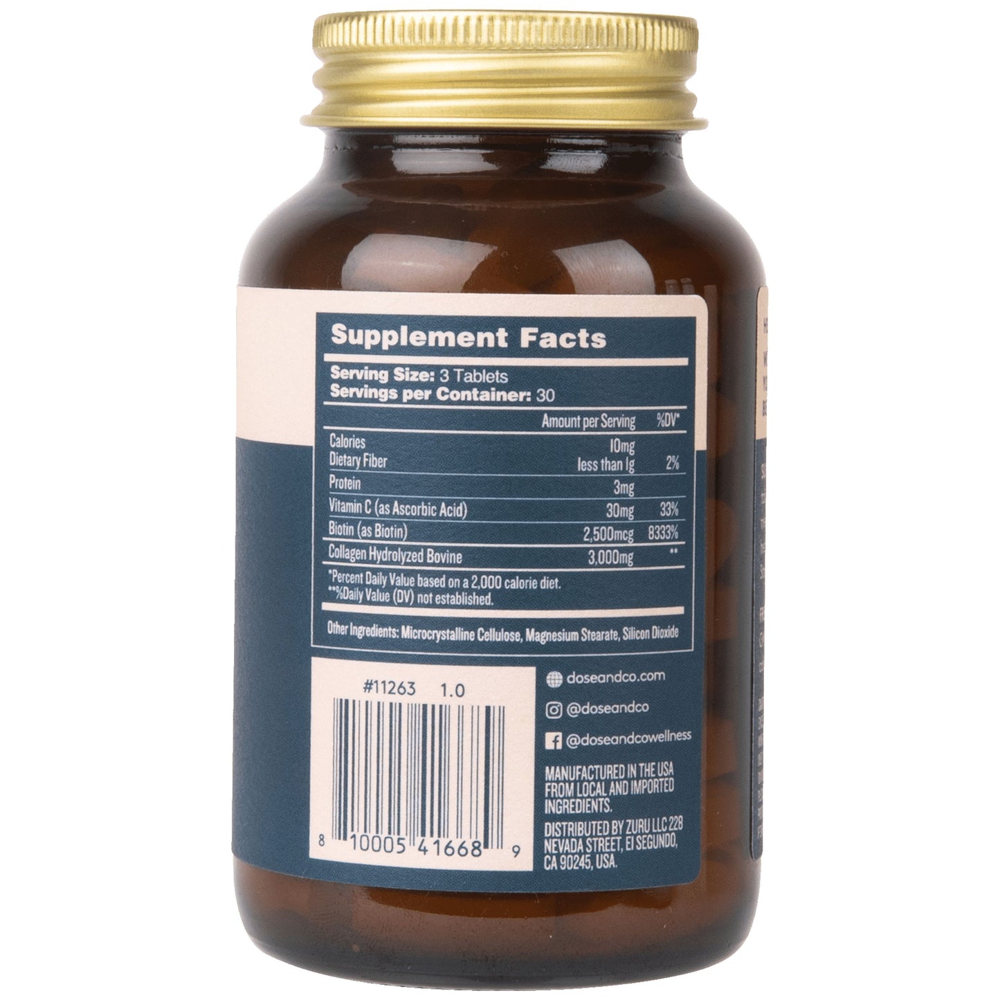 Dose & Co Collagen Tablets 2 Pack - Type 1 & 3 Collagen Peptides Plus Vitamin C and Biotin - Hair, Skin, and Nails