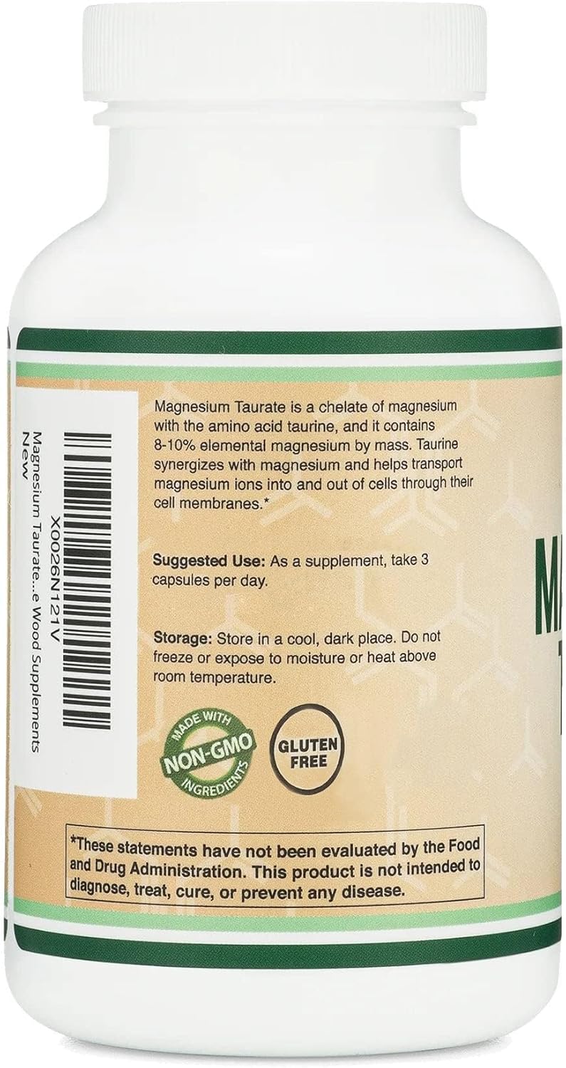 Double Wood Magnesium Taurate, 1,500mg per Serving, 210 Vegan Capsules Double Wood