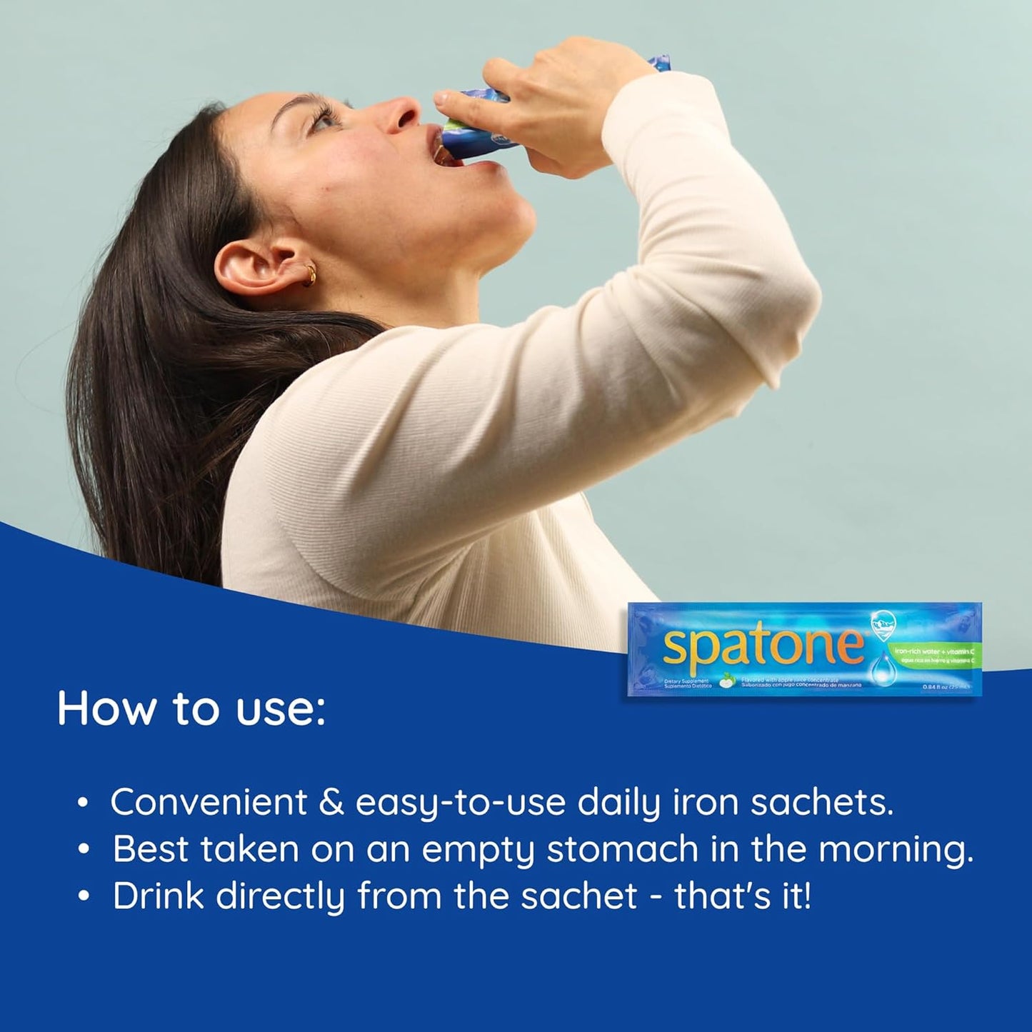 Spatone Natural Liquid Iron Supplement Plus VIT - 5mg of Iron Per 20mL Sachet