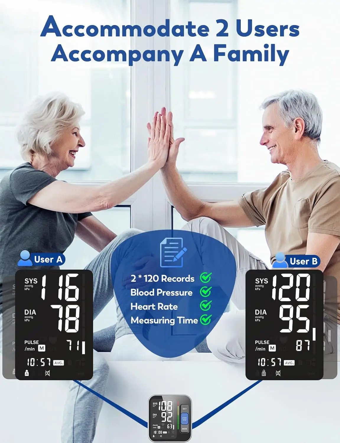 ATUDER Blood Pressure Monitors for Home Use Upper Arm Digital BP Machine with Carrying Case ATUDER