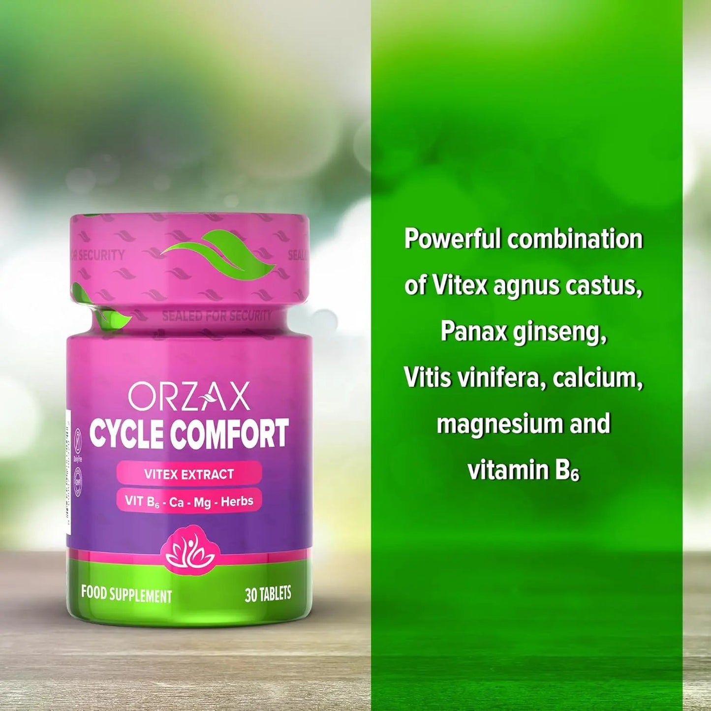 ORZAX PMS Support Supplement for Women - Supports Hormone Balance, Menstrual Period Cramps, Energy, and Mood - Cycle Comfort with Vitamin B6, Panax Ginseng, Calcium, and Magnesium - 30 Tablets Vitamins Depots