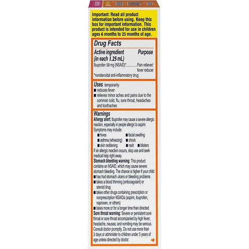 Motrin' Infants Concentrated Drops, Fever Reducer, Ibuprofen, Berry Flavored.5 Oz