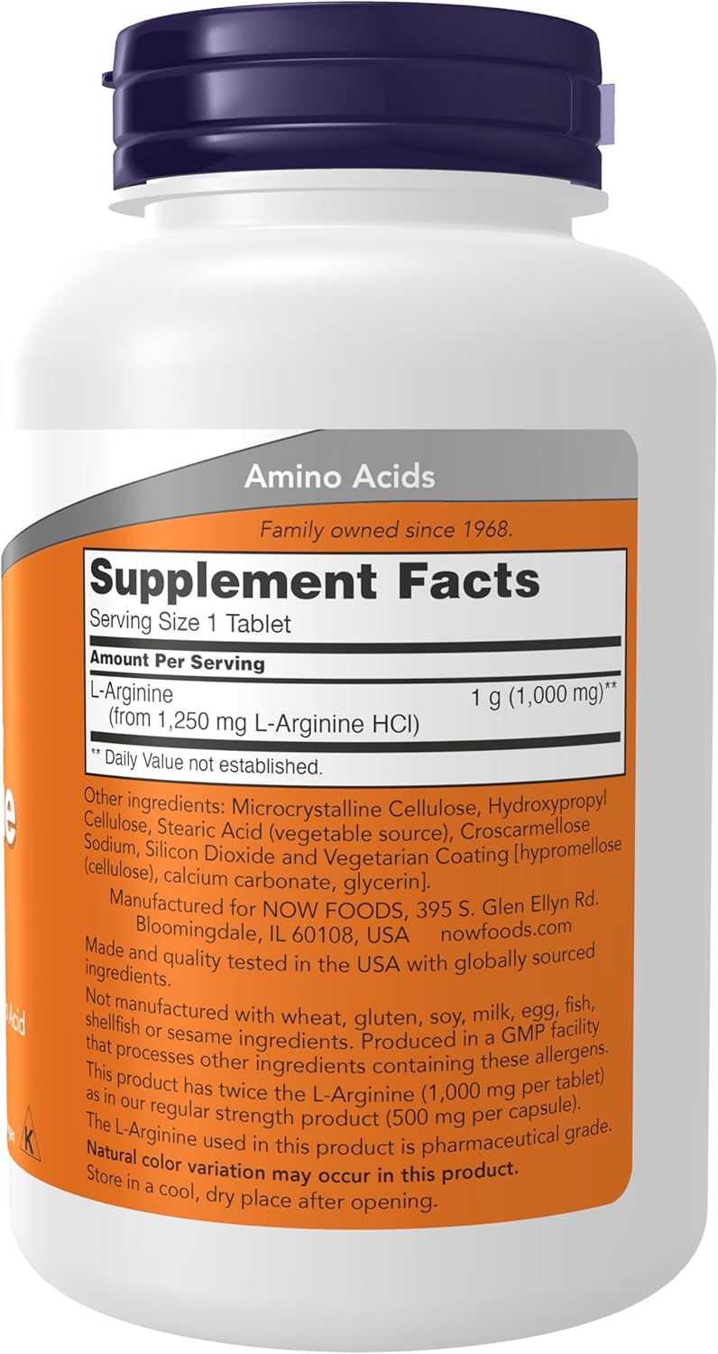 NOW Foods Supplements, L-Arginine 1,000 mg, 120 Tablets