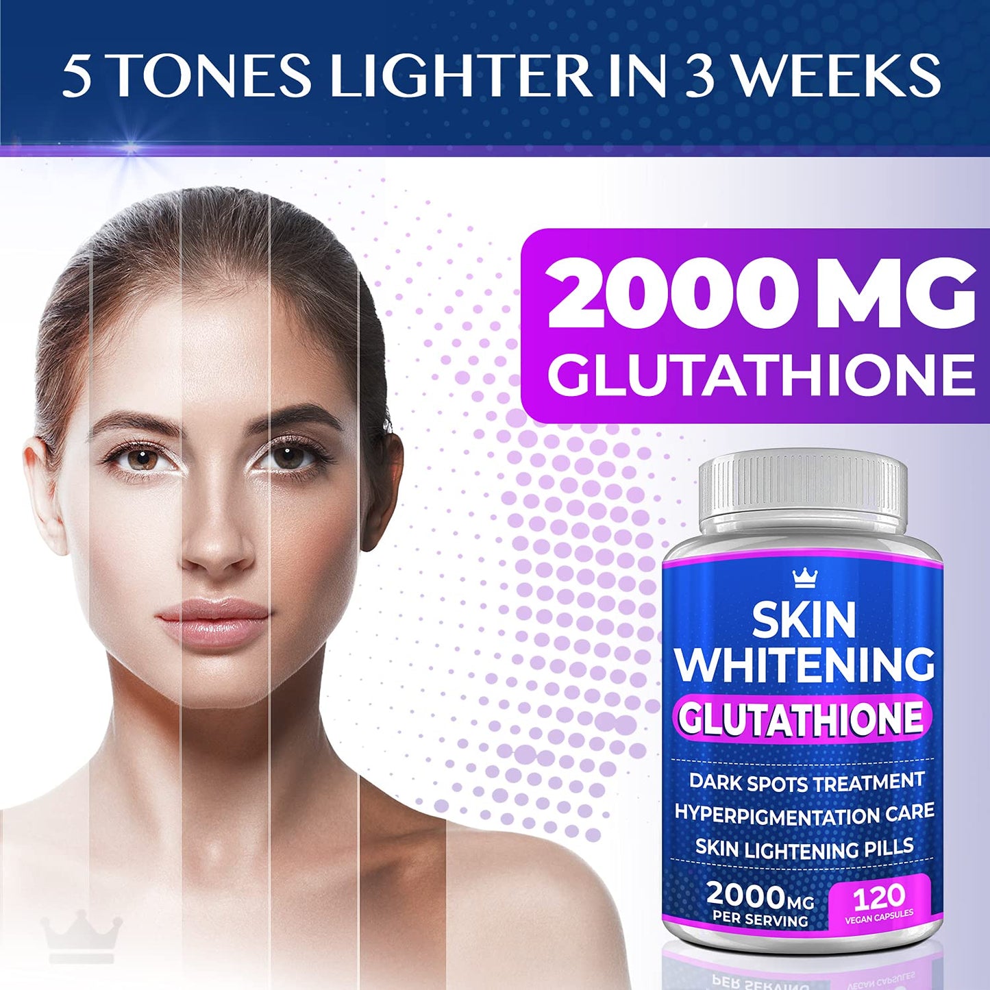 Glutathione Whitening Pills 2000mg - 120 Capsules