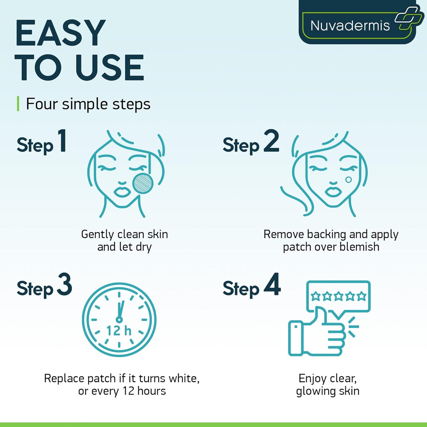 NUVADERMIS Acne Pimple Patches - Dark Spot, Blemish, Zit Treatment - 54% Hydrocolloid Dot Stickers - 120 Patch Pack for Clean Skin - Hyaluronic Salicylic Acid, Tea Tree Oil, Vitamin A - Face Cystic Po