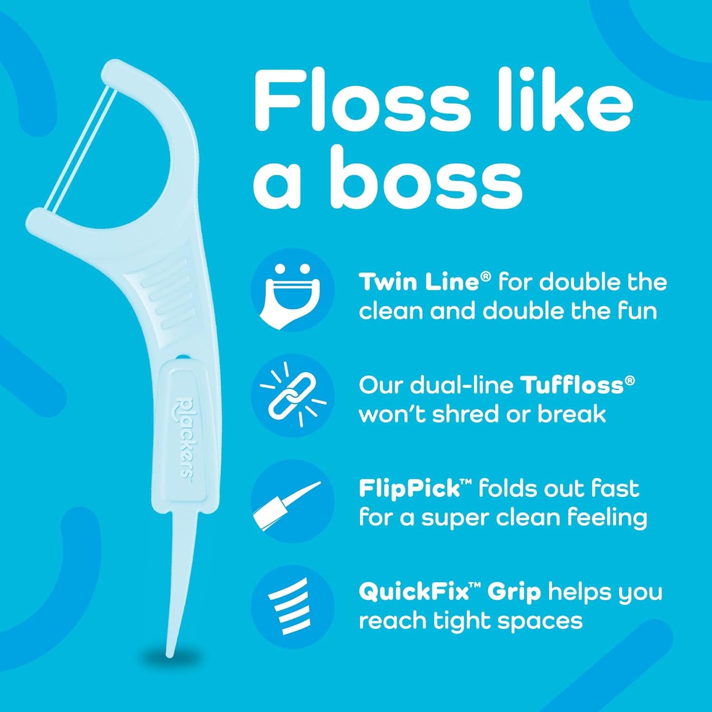 Plackers Twin-Line Dental Floss Picks, 75 Count